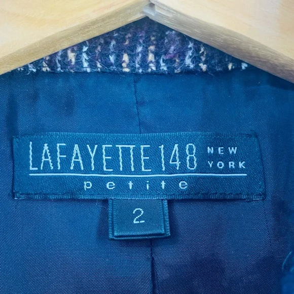 Lafayette 148 Alpaca Wool Bouche Purple Multi Blazer Jacket Petite Size 2 - Picture 8 of 9
